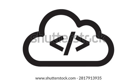 Minimal cloud icon featuring code elements to symbolize cloud computing and programming concept