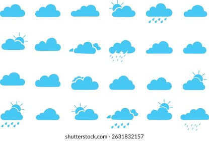 Minimal Cloud Icon Set on Blue Backgrounders
