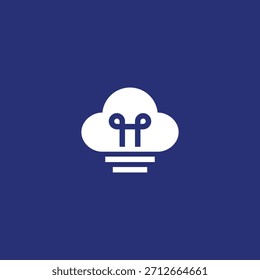 Minimal cloud lamp logo with bold lines and modern style, suitable for technology, lighting, and creative branding concepts.