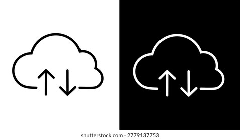 Minimal Cloud Upload Download Icon Set in Outline Style
