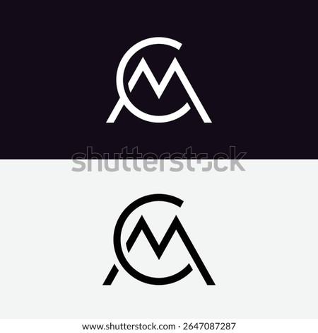 Minimal CM MC monogram logo with clean alphabet style for business branding and identity design.