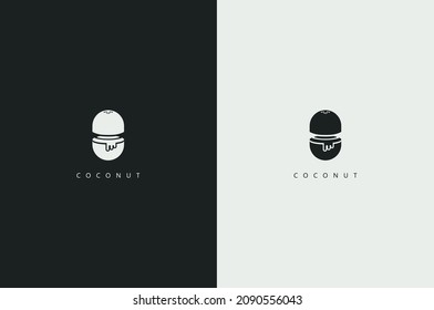 Minimal Coconut oil logo. Nature product coconut oil emblem.