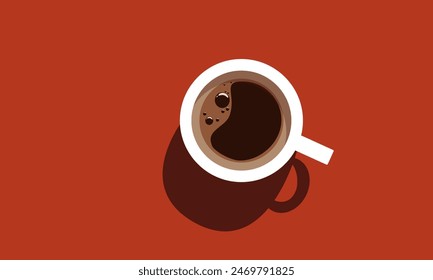 minimal coffee cup on red background, vector illustration