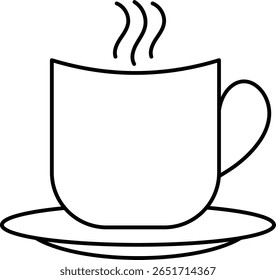 Minimal coffee cup stroke icon for cafe branding, mobile apps, restaurant menus, food packaging, and websites. Editable vector line art.