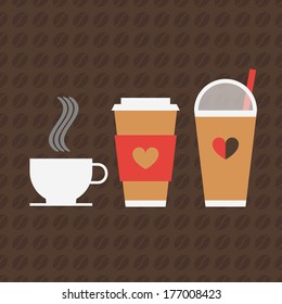 Minimal coffee icons and beans pattern