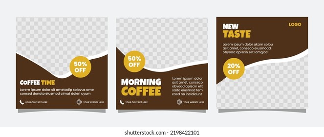 Minimal Coffee shop social media post template square banner