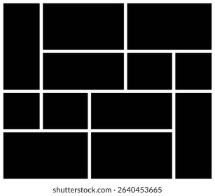 Minimal Collage Photo Frame Template Design. Modern Grid Layout for Photography and Wall Art. Moldboard, Portfolio Presentation and Web Layout Template. - Powered by Shutterstock - Get 15% off with code: PIKWIZARD15