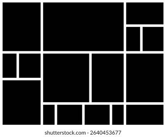 Minimal Collage Photo Frame Template Design. Modern Grid Layout for Photography and Wall Art. Moldboard, Portfolio Presentation and Web Layout Template. - Powered by Shutterstock - Get 15% off with code: PIKWIZARD15