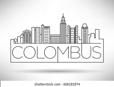 Minimal Colombus Linear City Skyline with Typographic Design