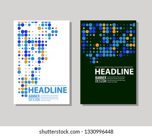 Minimal color covers design set. Geometric circle halftone colour background. Vector illustration.