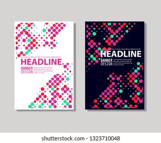 Minimal color covers designset. Geometric circle halftone colour background. Vector illustration.