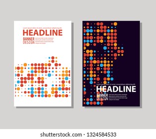 Minimal color covers designset. Geometric circle halftone colour background. Vector illustration.