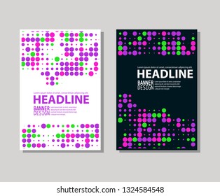 Minimal color covers designset. Geometric circle halftone colour background. Vector illustration.