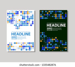 Minimal color covers designset. Geometric circle halftone colour background. Vector illustration.