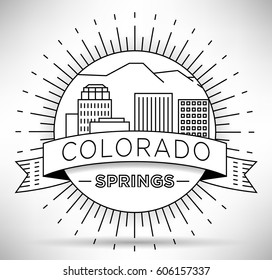 Minimal Colorado Springs Linear City Skyline with Typographic Design