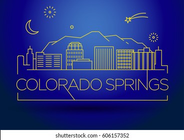 Minimal Colorado Springs Linear City Skyline with Typographic Design