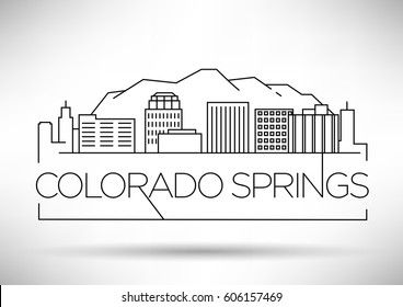 Minimal Colorado Springs Linear City Skyline with Typographic Design