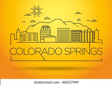 Minimal Colorado Springs Linear City Skyline with Typographic Design