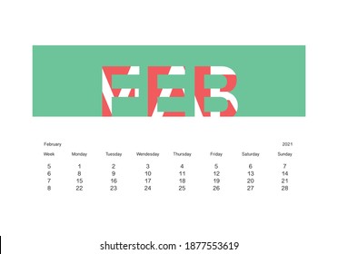 Minimal colored 2021 desk calendar