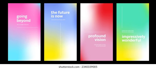 Minimal colorful abstract story posts set. Modern gradient covers design. Vector design for social media posts, stories, posters, covers, banners.