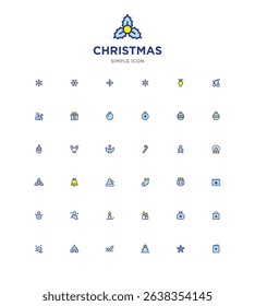 Minimal colorful Christmas icon set