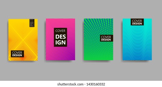 Minimal colorful covers design. Geometric halftone  patterns. Vector illustration Eps 10