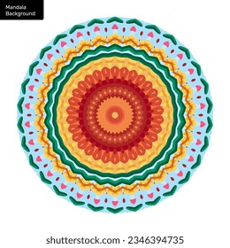 Plantilla mínima de ilustración vectorial de color de flores mandala. Mandala étnica con colorido adorno tribal. Patrón de ornamento redondo. Elementos decorativos de época. Portada de la página del libro coloreado. Vector EPS 10