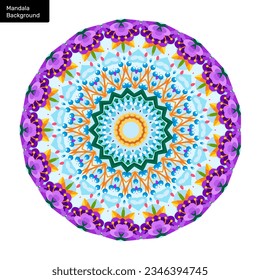 Minimal colorful flower mandala vector illustration template. Ethnic mandala with colorful tribal ornament. Round Ornament Pattern. Vintage decorative element. Coloring book page cover. EPS 10 Vector