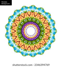 Minimal colorful flower mandala vector illustration template. Ethnic mandala with colorful tribal ornament. Round Ornament Pattern. Vintage decorative element. Coloring book page cover. EPS 10 Vector