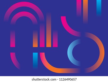 Minimal Colorful geometric background with simple circles and lines with trendy gradients and colors.