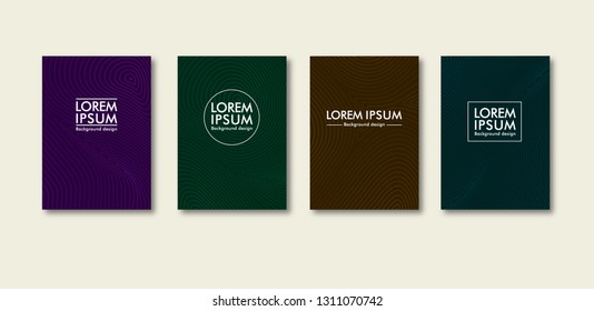 Minimal Colorful halftone design. Set of Colorful  waves. Future geometric texture. Purple background