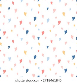 Minimal colorful hearts seamless pattern, Valentines day, Valentine heart background, Romantic design.
