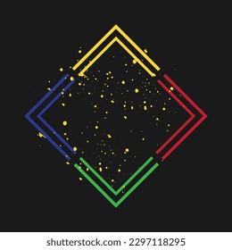 Minimal Colorful Square Frame With Yellow Ink Splatter