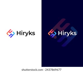 Minimal colorful YH creative logo design template