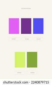 Minimal colors set with hex codes. Trendy color palette vector