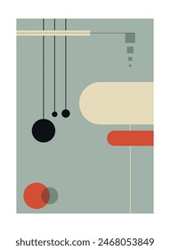 Minimal colors vintage 20s geometric design posters, wall art, template, layout with primitive shapes elements. Bauhaus background, circle and square line art. Blue background