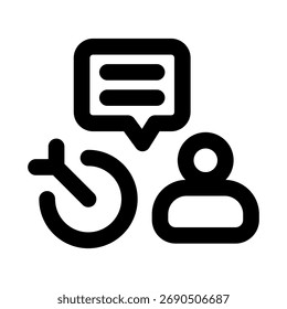 Icono de objetivo de comunicación mínima: símbolo de estilo de contorno plano para negocios y marketing