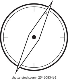 Minimal Compass Clip Art | Black and White