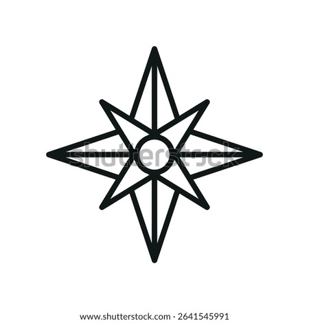 Minimal compass icon in line style for navigation, maps, travel, and digital UI design.