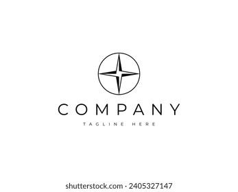 minimal compass star logo design