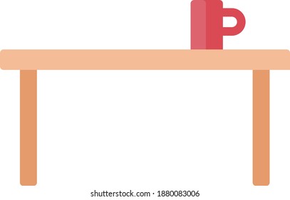 Minimal Concept Cup On The Table Icon Illustration