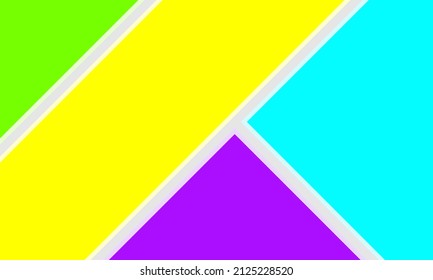 Minimal concept geometry background. Colorful paper. Creative flat layout with copy space. Abstract green, yellow, blue, purple paper texture minimalistic background.