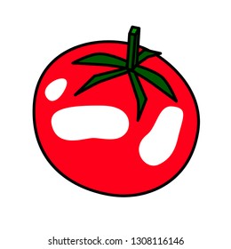 Minimal concept line art red tomato icon for cafeteria, restaurant logo, food product design, web, poster, banner, flyer
