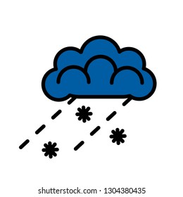 Minimal concept line art weather snow rainy day climate icon for meteorology logo, design, web, poster, banner, flyer
