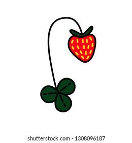 Minimal concept line art wild strawberry icon for cafeteria, restaurant logo, food product design, web, poster, banner, flyer
