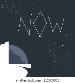 Minimal concept with space for your message. Use any word instead of "now". Add creativity to your project!