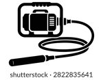 Minimal concrete vibrator outline icon in clean black and white vector style. Perfect for concrete compaction, construction, civil engineering, building projects, contractors, websites, mobile apps, and infographic illustrations.