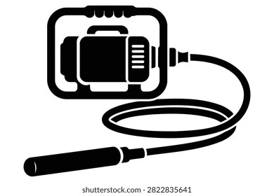 Minimal concrete vibrator outline icon in clean black and white vector style. Perfect for concrete compaction, construction, civil engineering, building projects, contractors, websites, mobile apps, and infographic illustrations.