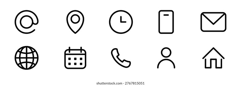 Minimal Contact and Navigation Icons Set