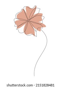 Minimal contemporary drawing. Line art flower vector. Floral design element for print, beauty branding, card, poster. Contour silhouette illustration isolated on white.